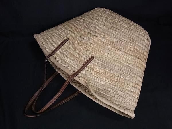 □極美品□ JIMMY CHOO ジミーチュウ MACY ラフィア×レザー トート