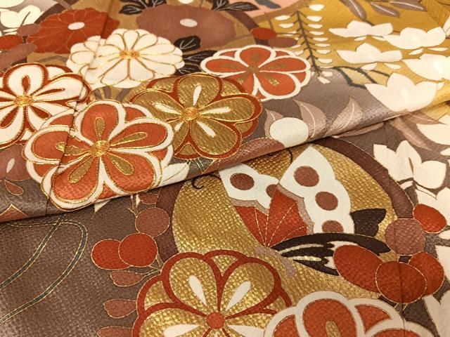 平和屋着物○豪華振袖 駒刺繍 花蝶丸文 暈し染め 金彩 正絹 逸品