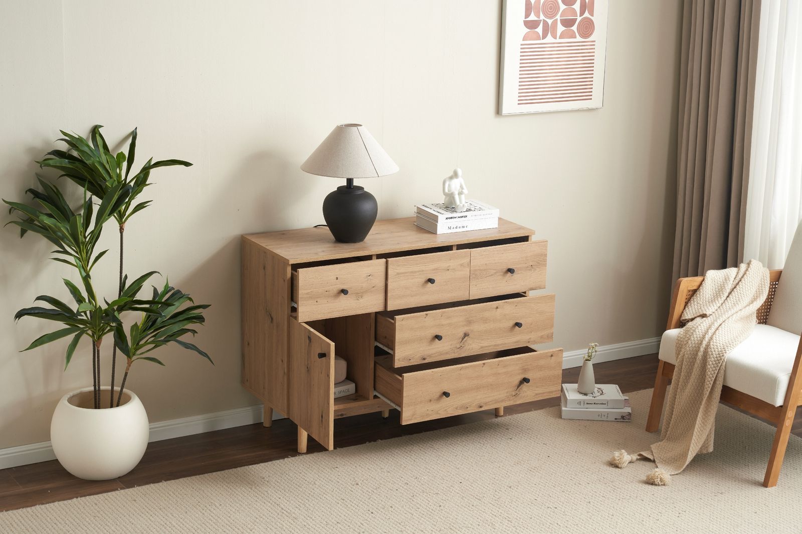 セール中」キャビネット サイドボード 引き出し5杯 チェスト