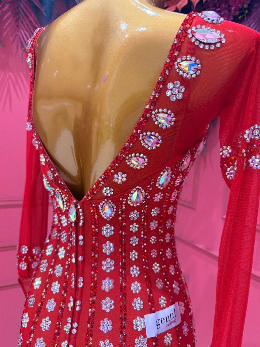 社交ダンス gentil ジャンティ ラテンドレス レッド サイズM