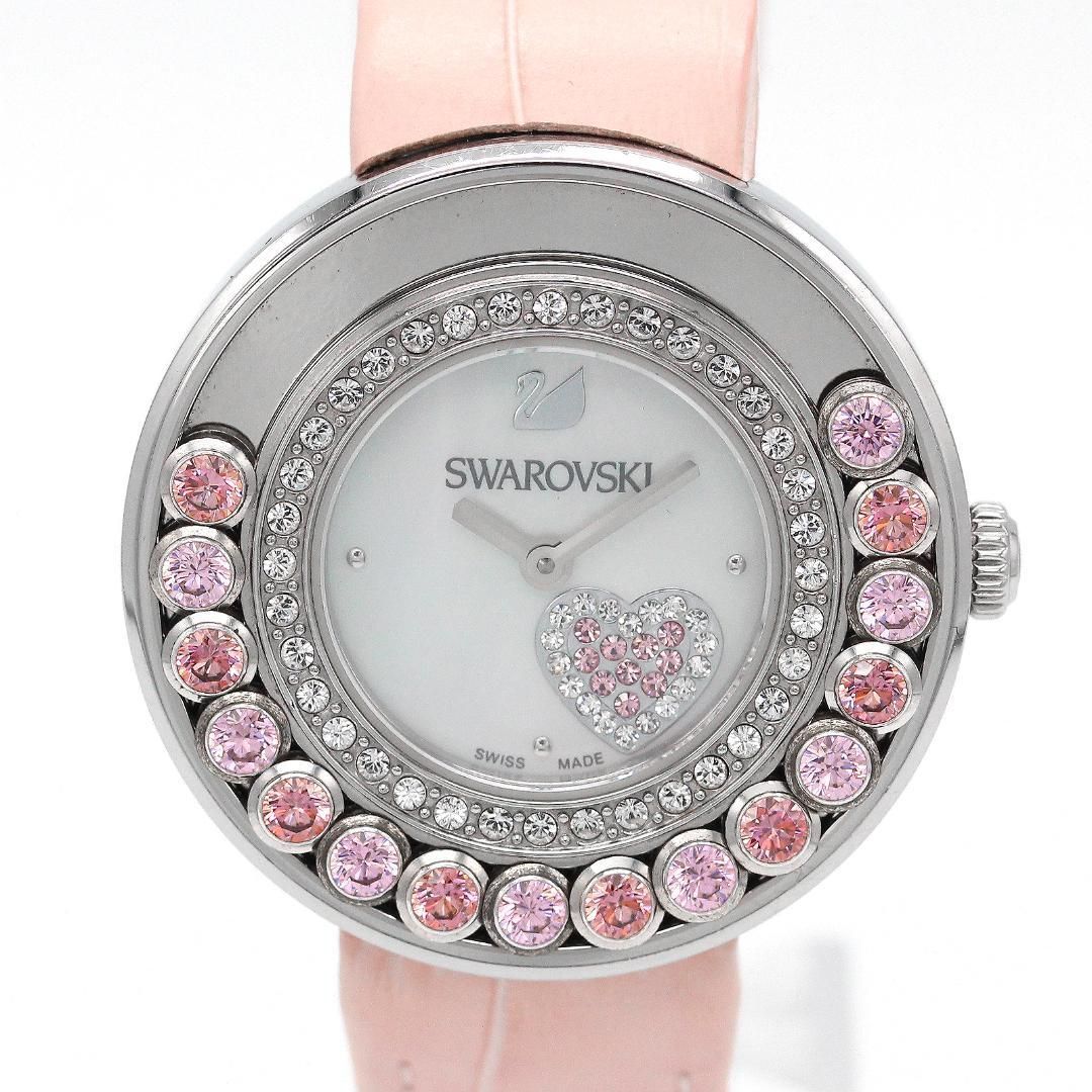 【美品】SWAROVSKI　スワロフスキー ラブリークリスタル レディースウォッチ 腕時計　ピンク　箱　ベルト