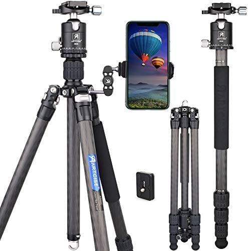 カーボン三脚 超軽量 カメラ用三脚 4段階伸縮 360°回転 最大長さ170cm キャリングバッグ付 最大耐荷重15kg 25mmパイプ径採用自由雲台搭? 三脚 軽量 持ち運び便利 高安定性大型三脚 写真|録画|観察|会議など多
