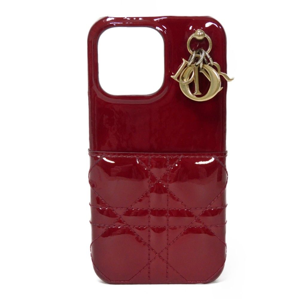 Dior ディオール LADY DIOR iPhone 13 Pro ケース レディディオール パテント エナメル ロゴチャーム カナージュ チェリーレッド スマホケース S0961OVRB_M323 Dior ディオール LADY DIOR iPhone 13 Pro ケース レディディオール