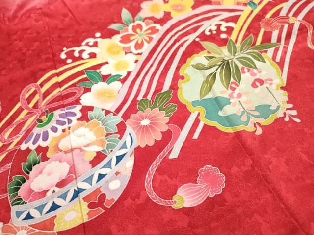 平和屋1□七五三 女の子 3歳 祝着・羽織セット 扇面鈴花文 金彩 洗える