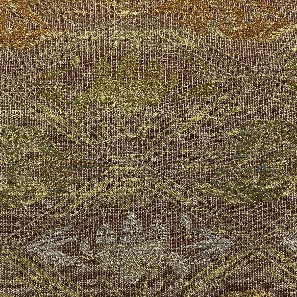 袋帯 美品 逸品 落款 桝屋高尾 ねん金綴錦 桐竹鳳凰文 箔 金銀糸 金色