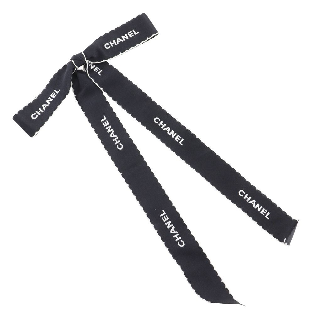 CHANEL シャネル リボン ロゴ ヴィンテージ サテン 黒|白 レディース 15g ブローチ