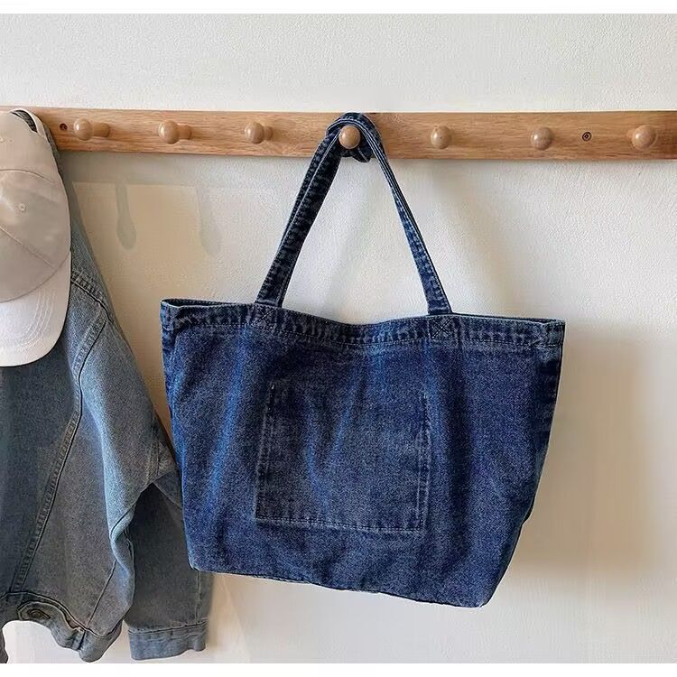 最上の品質な 韓国のmatinkimハンドバッグデニム水洗い刺繍大容量トートバッグ バッグ