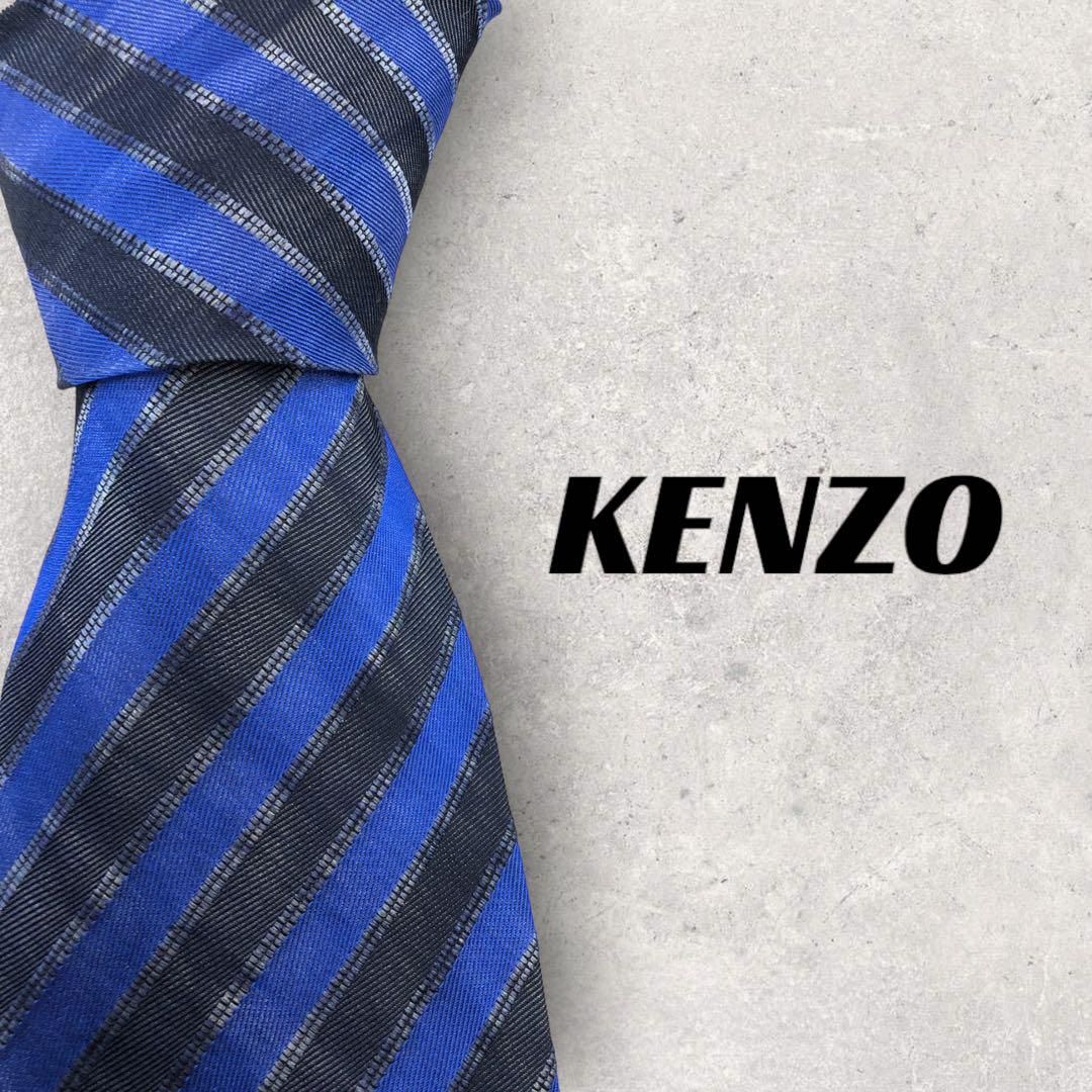 4977】良品！KENZO ケンゾー ネクタイ ブルー系 ストライプ - メルカリ