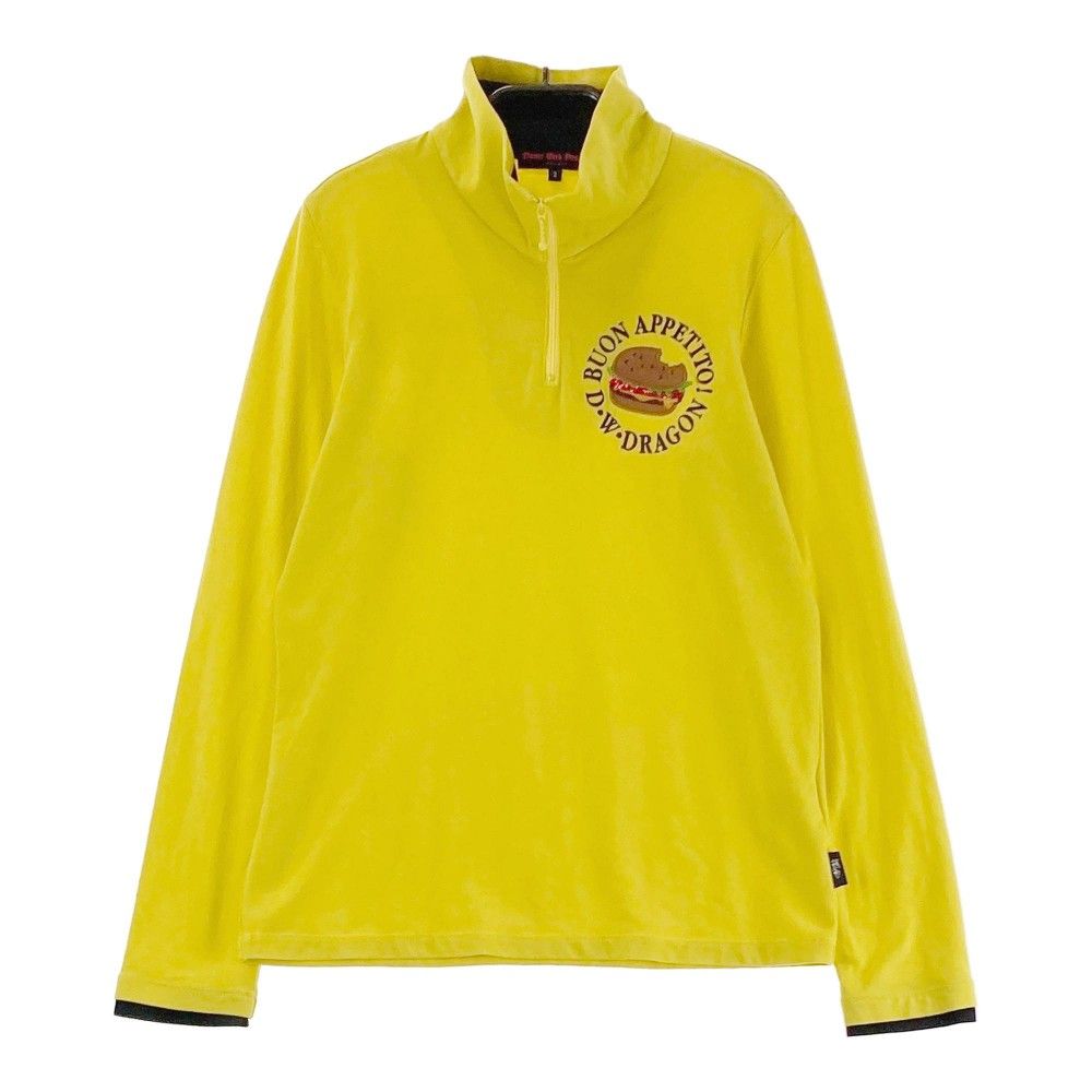 サイズ：2 DANCE WITH DRAGON ダンスウィズドラゴン  長袖ハーフジップTシャツ  イエロー系 [240101417484] ゴルフウェア レディース ストスト サイズ：2 DANCE WITH DRAGON ダンスウィズドラゴン 長袖ハーフ