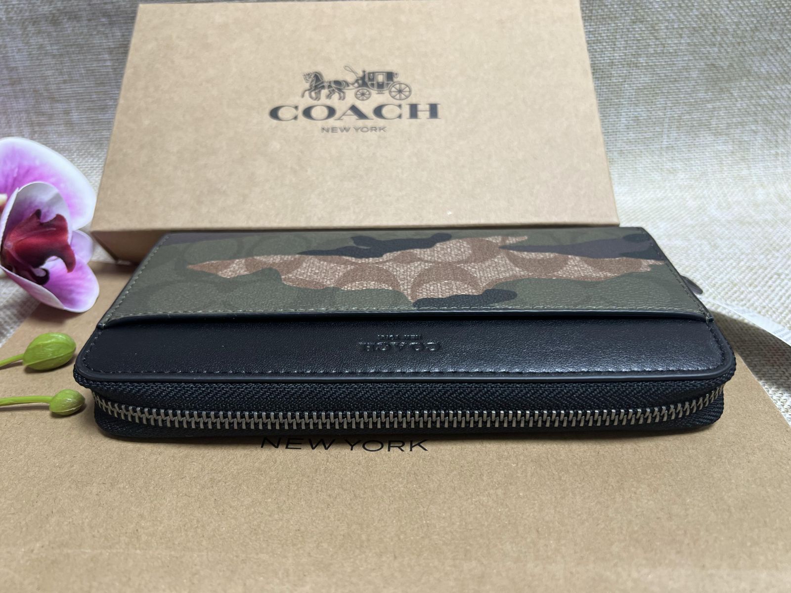 コーチ COACH 長財布 財布 メンズ 財布 マホガニー×ダークグリーン