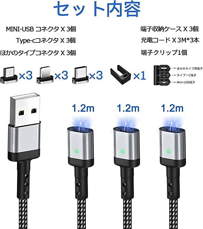 Type-Cマグネット式充電ケーブル用端子タイプC 選び放題6個r - 通販