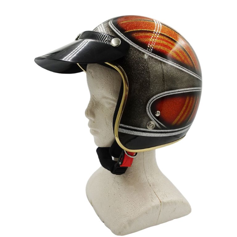 装飾用 見る者の目を奪うカスタムスタイル!! ジェットヘルメット ラメ入り フリーサイズ 57-59cm 装飾用ファッション 公道使用不可