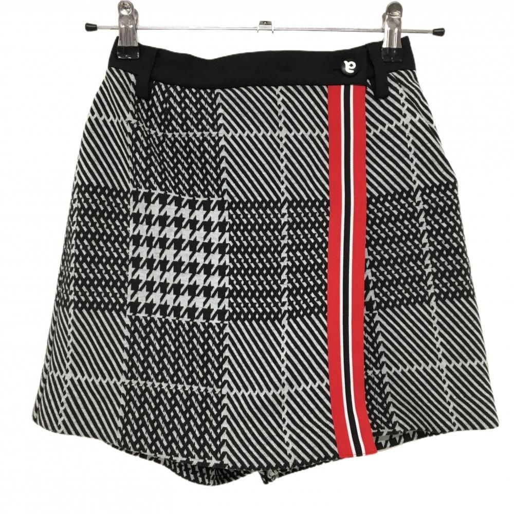 超 アルチビオ キュロットスカート 白×黒 千鳥格子 裏地付 レディース 36 S ゴルフウェア archivio