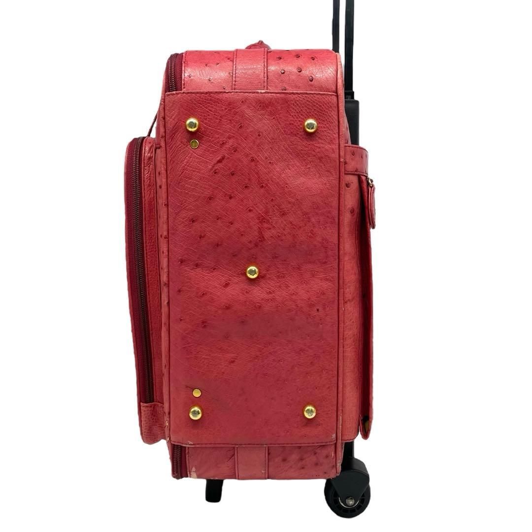 海【希少】キャリーケース オーストリッチ ダチョウ　赤 レディース 希少✨キャリーケース オーストリッチ ダチョウ トラベル ビジネス 2輪