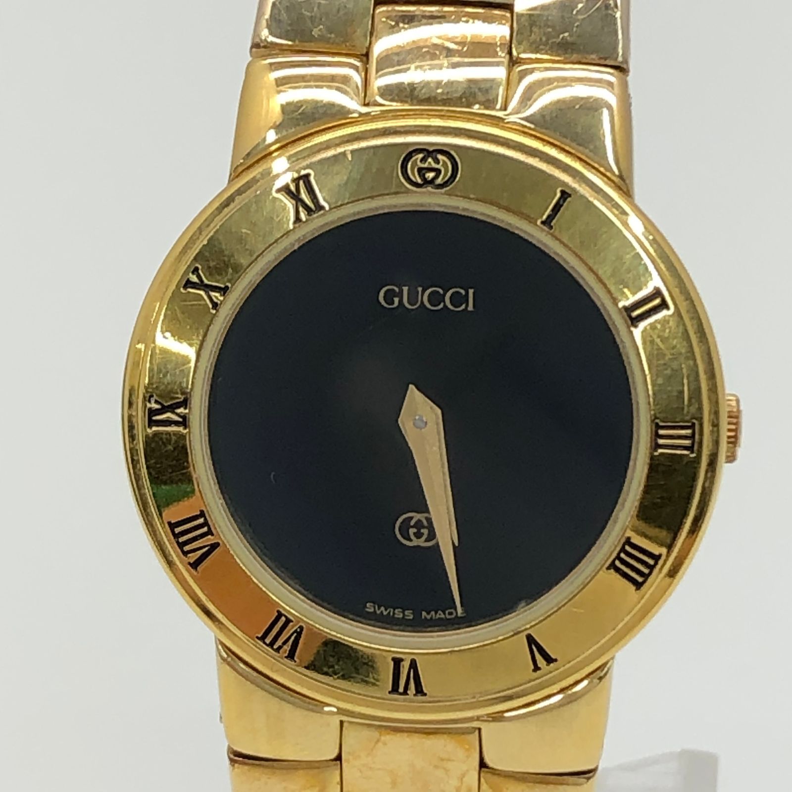 GUCCI 3300L ゴールド×ブラック 腕時計 稼働品 MU08141 - メルカリ