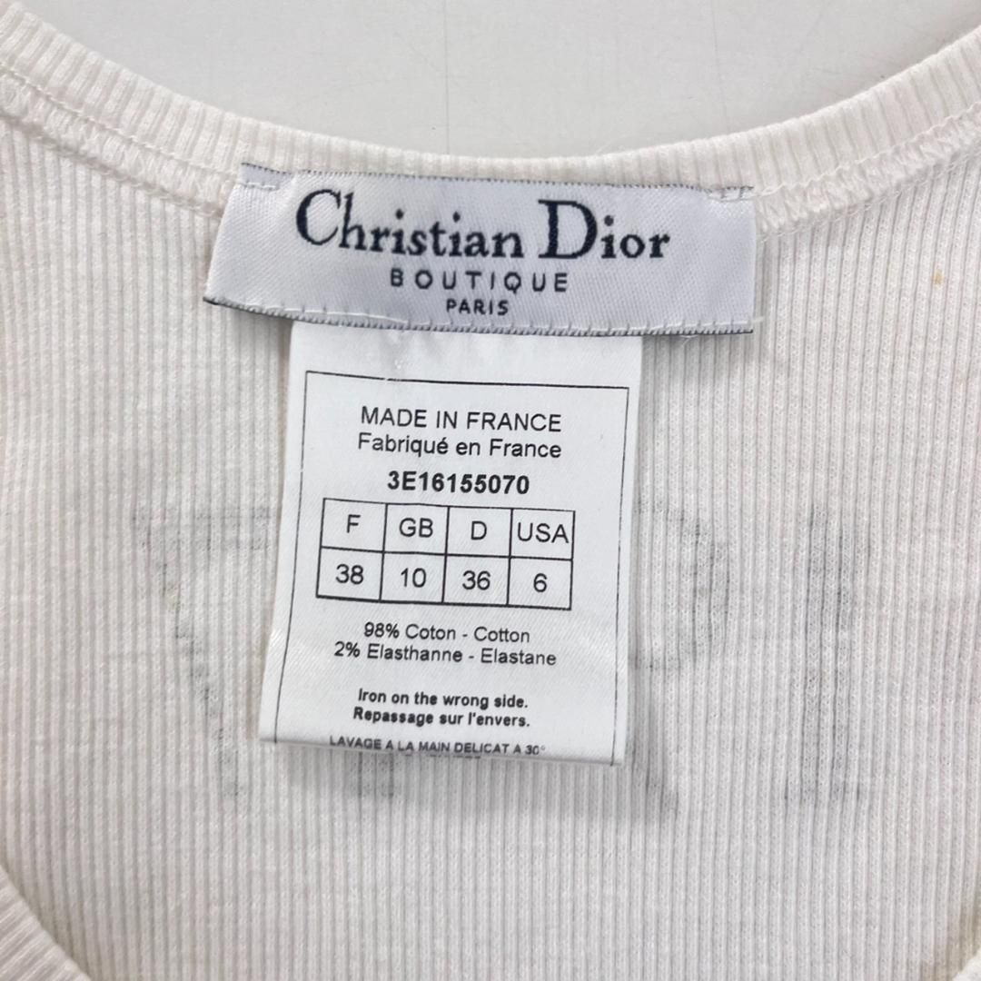  クリスチャンディオール タンクトップ 38 ラインストーン ホワイト タンクトップ トップス