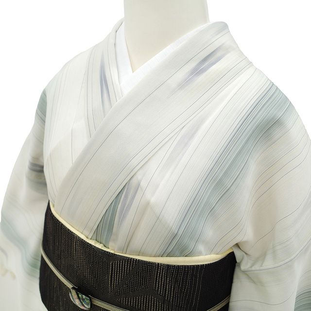 まな裄直しK0778 美品 逸品 夏向き 粋 明石ちぢみ調 正絹 お召 まな様専用裄直しK0778 美品 逸品 夏向き 粋 明石ちぢみ調 正絹