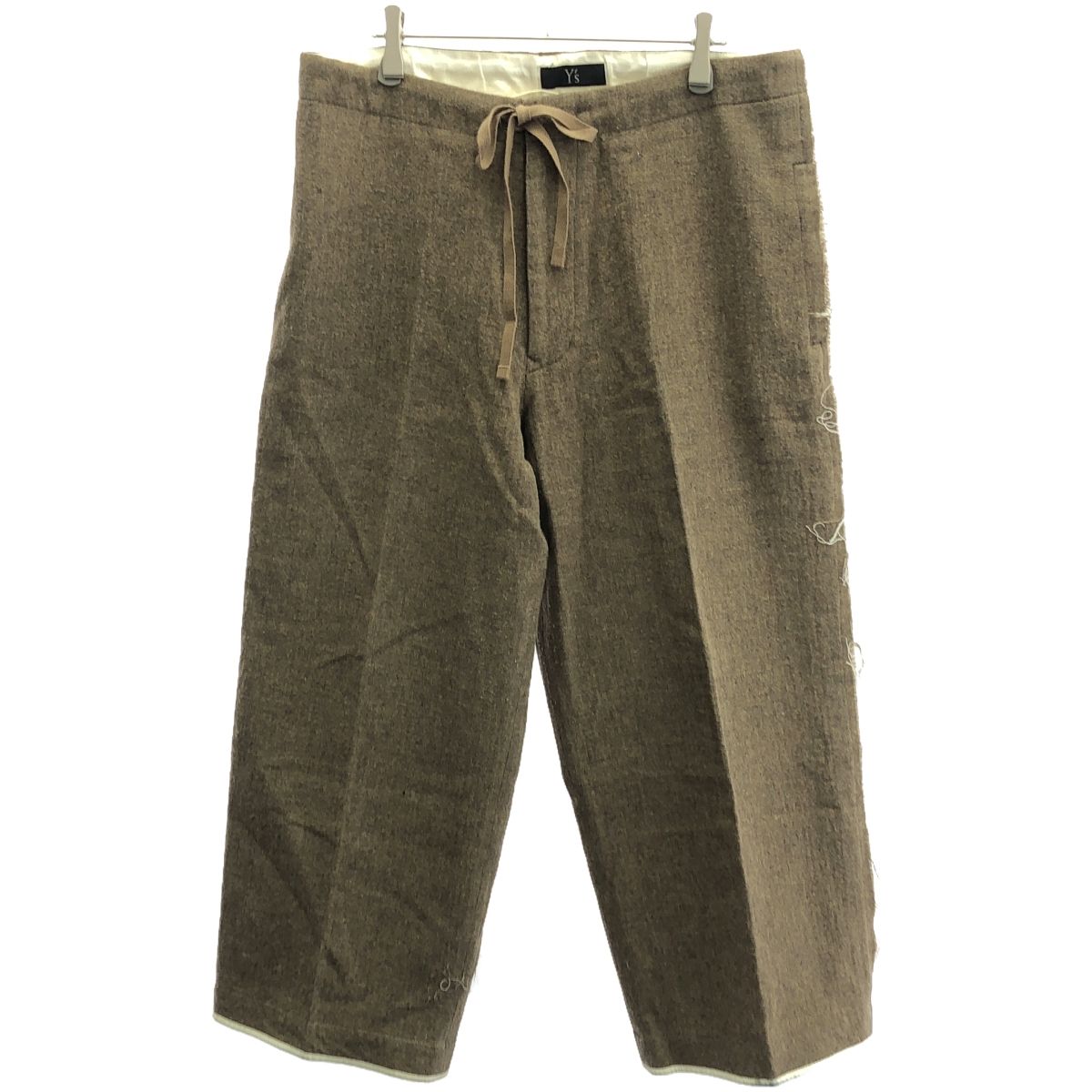 Y's ワイズ 19AW カットオフウールトラウザーズパンツ YC-P11-110 ブラウン 1