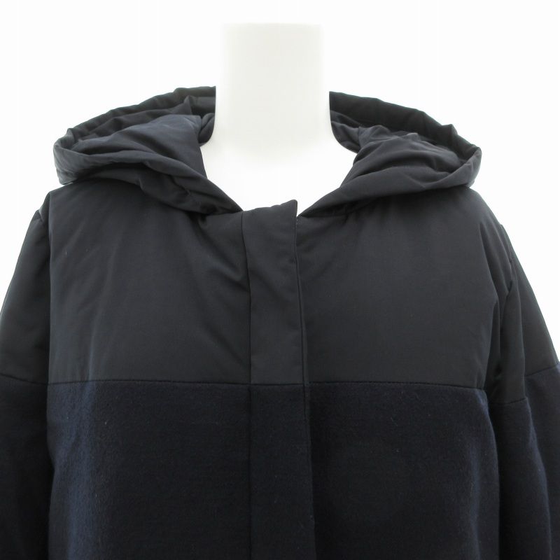 Theory ネイビー　ダウンジャケット サイズS レディース　美品 セオリー Theory NURVE COMBO PUFFER ダウンコート ロング
