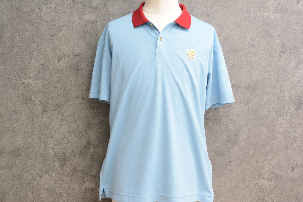 MARK&RONA 48 ポロシャツ 半袖 1回着用 程度良好 マークアンドロナ オールシーズン】マークアンドロナ メンズ 半袖ポロシャツ 水色 サイズ