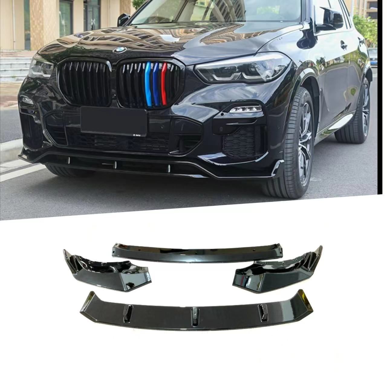 2020-2025 BMW X5 G05 ブラックウォリアー フロントスポイラー 4段式 フロントリップ ABS素材 亮黒|水転写LMQ62