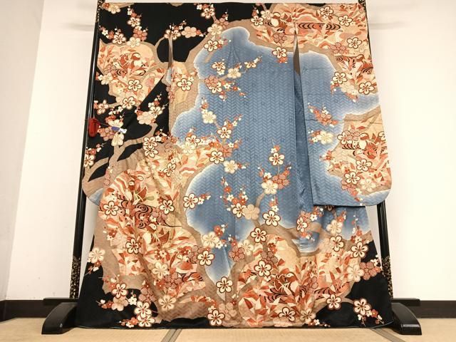 平和屋着物○男性 色紋付・羽織・行灯袴セット 鱗文様 銀通し地 