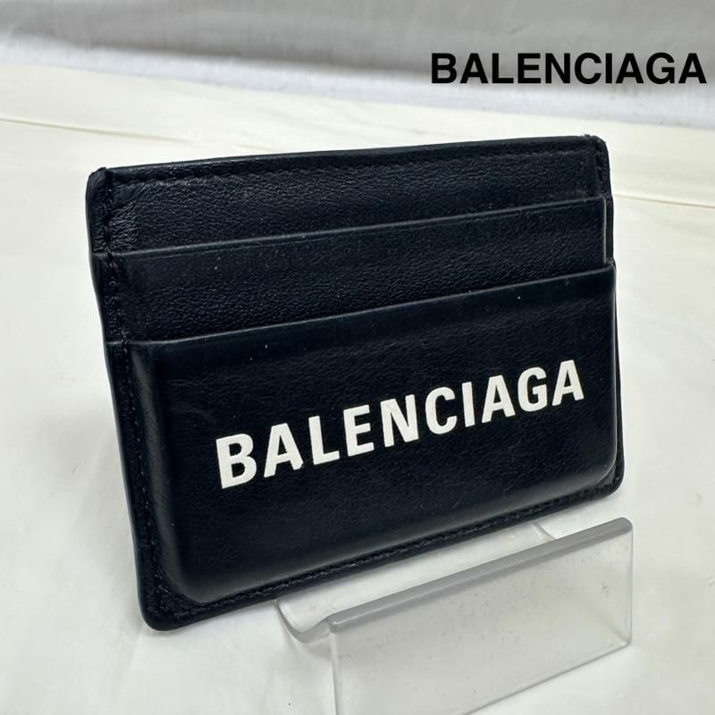 BALENCIAGA バレンシアガ カードケース 490620 1000 Y 555583 Card Case カード ケース 定期入れ 名刺入れ ロゴ レザー ブラック