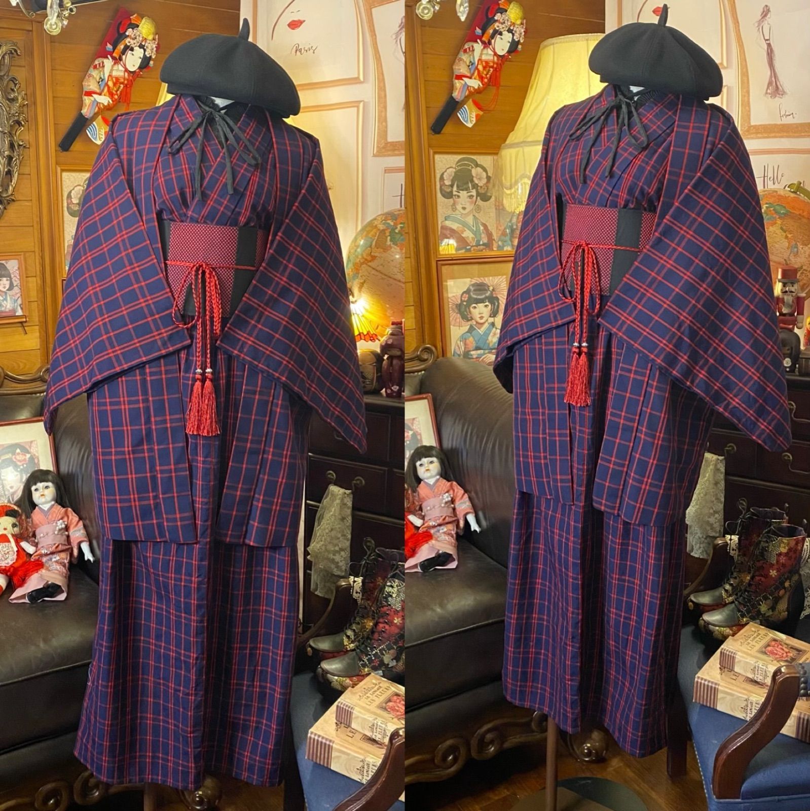 着物リメイクアンサンブル 和洋折衷 アンサンブル 着物 和 ハンドメイド リメイク