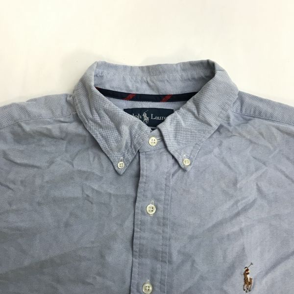 90s-00s/Vintage★RALPH LAUREN/ラルフローレン★Yale University/イェール大学公認/長袖ドレスシャツ【メンズXL/blue/青】ボタンダウン/ポニー/オックスフォード/tops/shirt◆sBH937 RALPH LAUREN/ラルフローレン☆Yale University/長袖ドレスシャツ