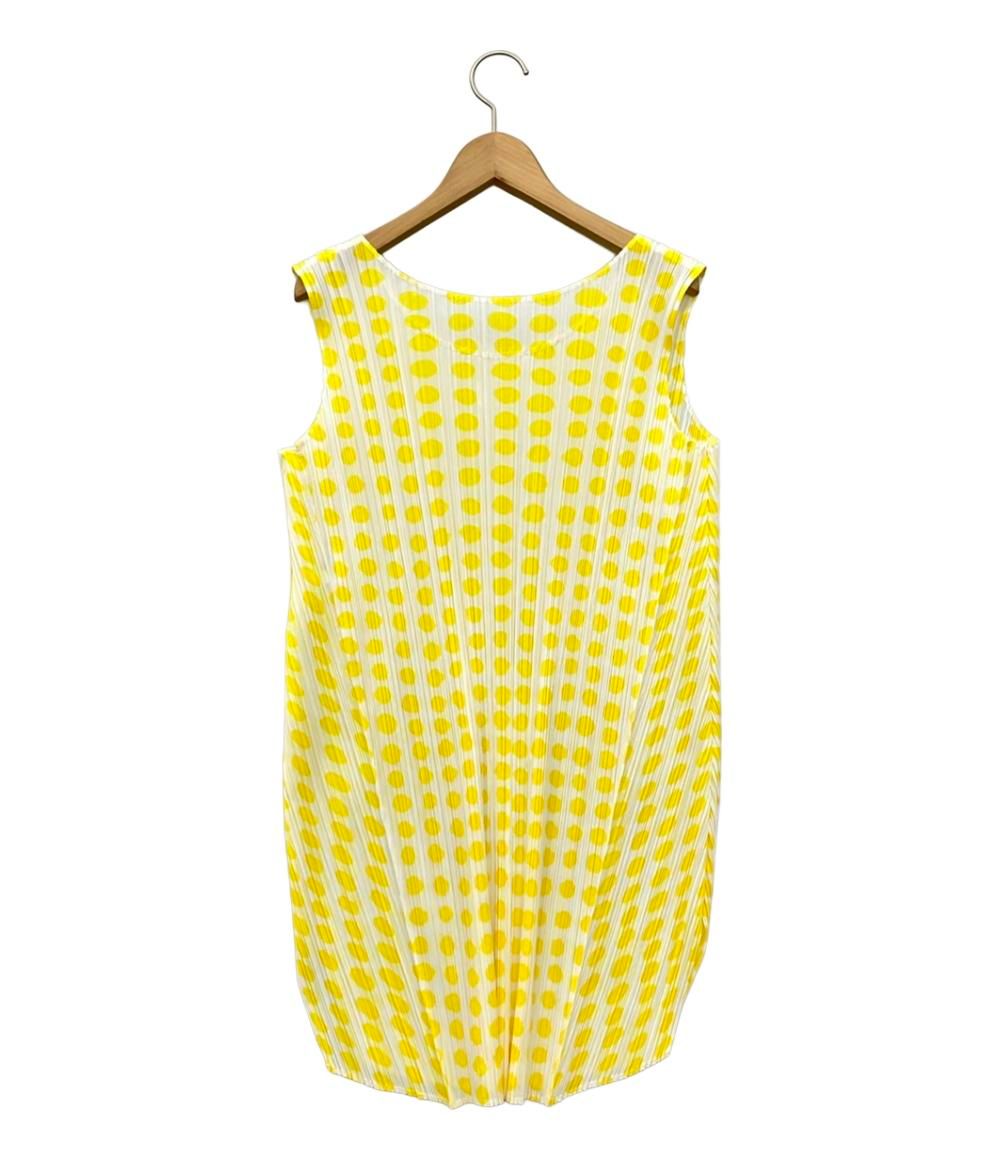 美品 プリーツプリーズ ノースリーブチュニック 水玉 ストア