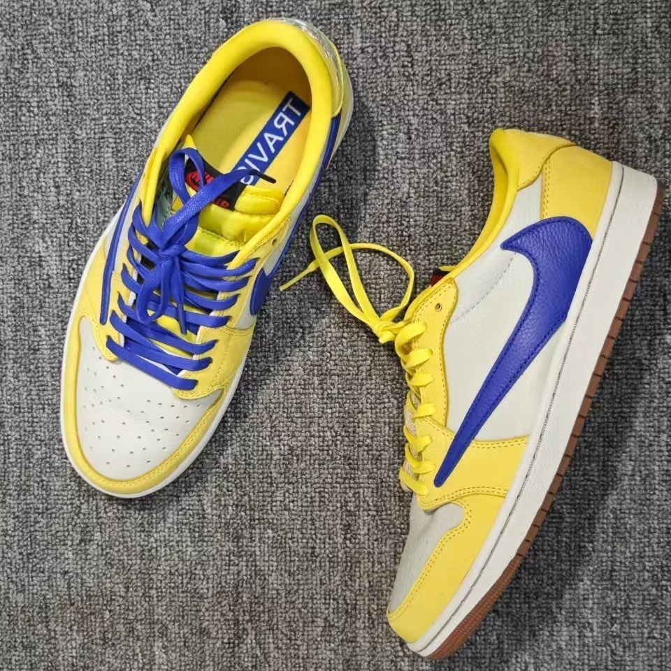 男女兼用ナイキ エア ジョーダン 1 ロー OG トラヴィス スコット カナリー レディース サイズNike Air Jordan 1 Low OG Travis Scott Canary Women'S