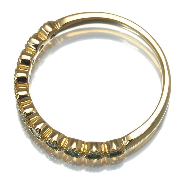 パライバトルマリン 0.157ct ミルグレイン リング K18YG #170131  