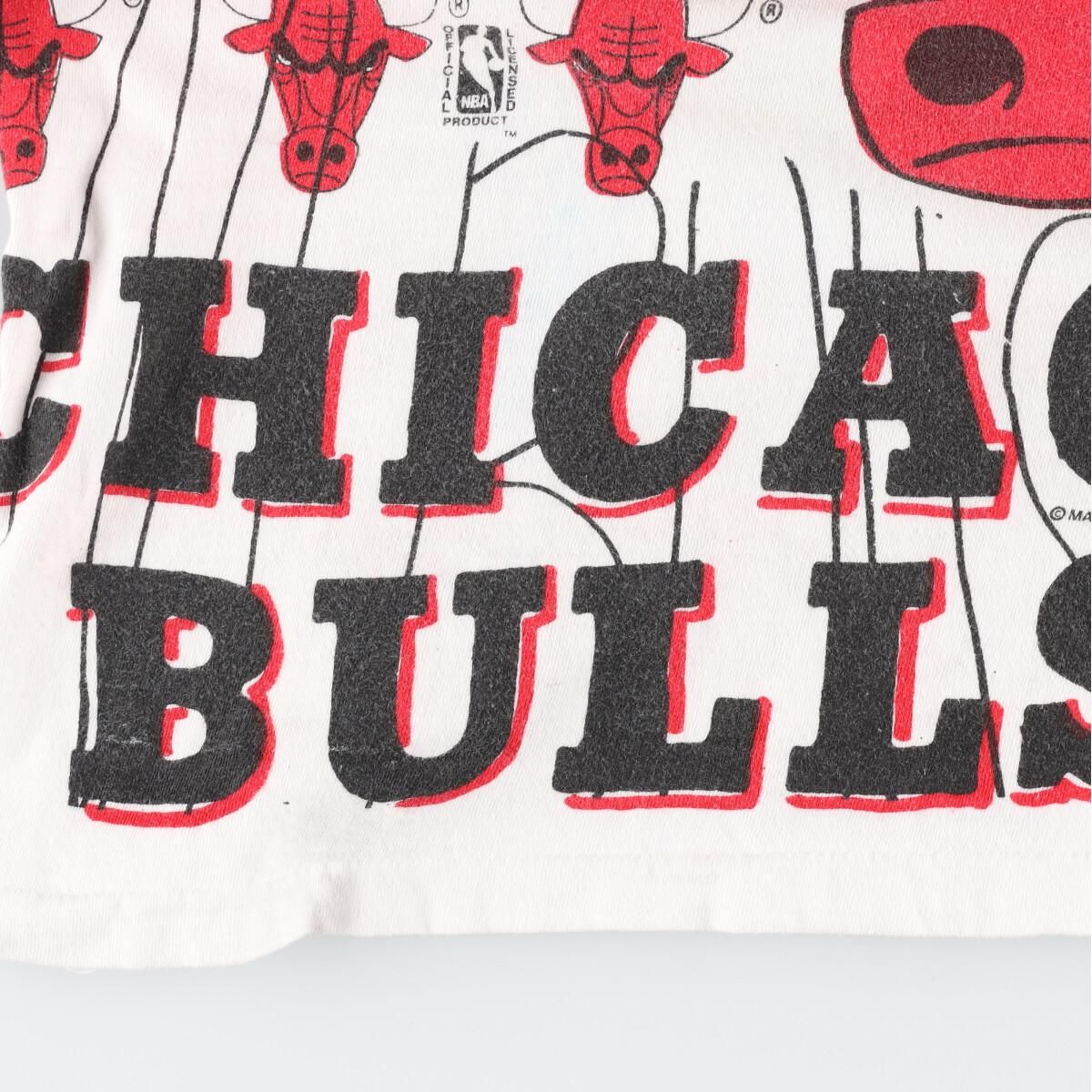 90年代 NBA CHICAGO BULLS シカゴブルズ 総柄 スポーツプリントTシャツ