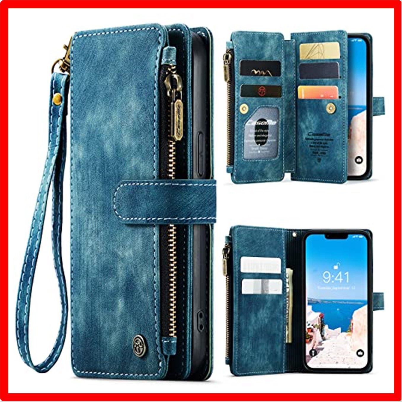 【匿名配送】 1.iPhone 13 Pro_ブルー Sursuni iPhone 13 pro 用 ケース 手帳型 カード収納 小銭入れ アイフォン 13 プ
