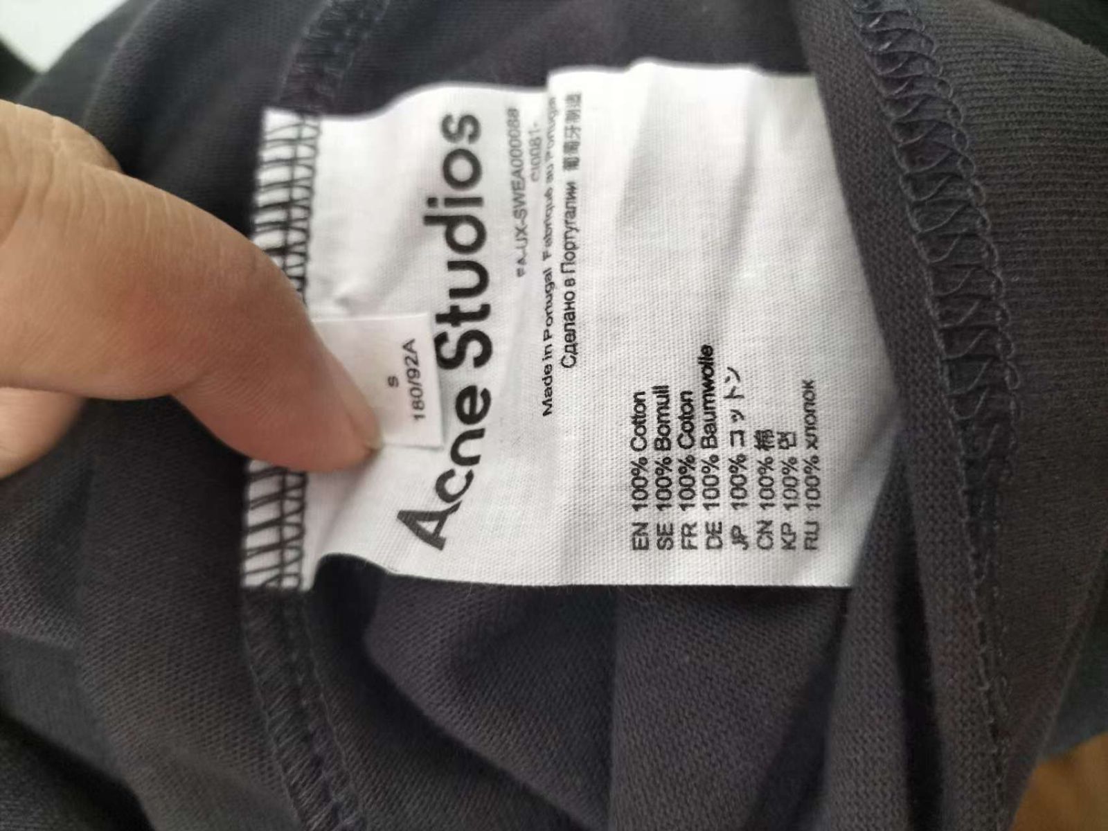 ACNE STUDIOSレトロ水洗い研磨毛シンプルマイクロロゴTシャツ