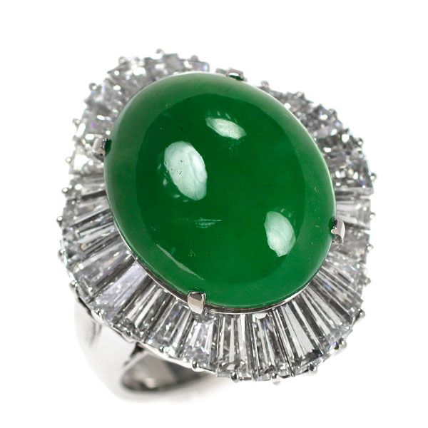 翡翠のリングとペンダントトップ pt900 Pt900 翡翠 ダイヤモンド リング 16.61ct D4.30ct
