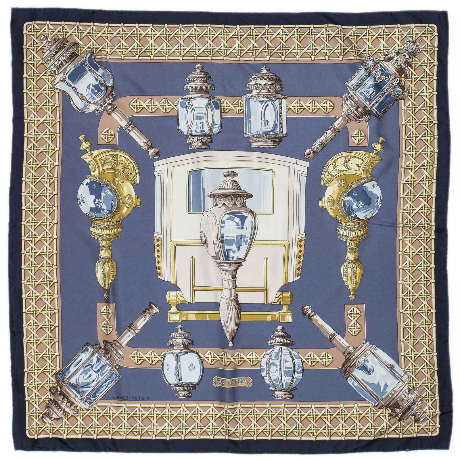 HERMES エルメススカーフネイビー