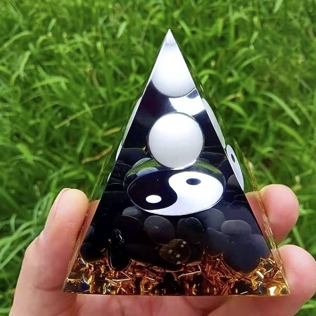 オルゴナイト 陰陽 白黒 球 ストーン チャクラ 幸運 パワー 石 有機物 WWW_NOITHATQUANGTHANH_NET
