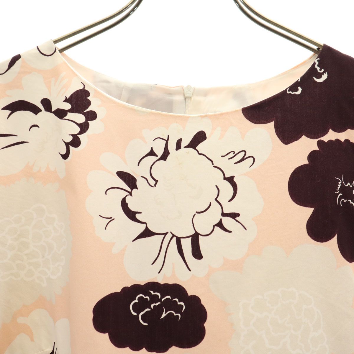 marimekko マリメッコ 花柄 7分袖 ワンピース 40 ピンク