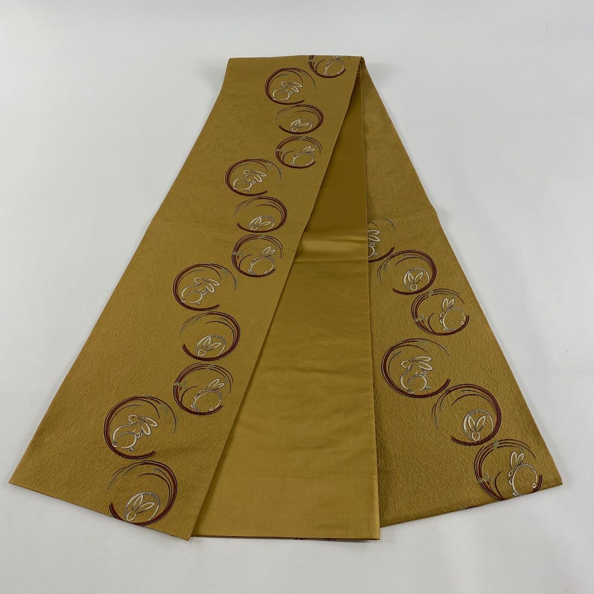 正絹 六通袋帯『やまと』【リバーシブル 花弁 うさぎ】　No.1696 6ebf543cfc27ce2d32a7fcb64347dd