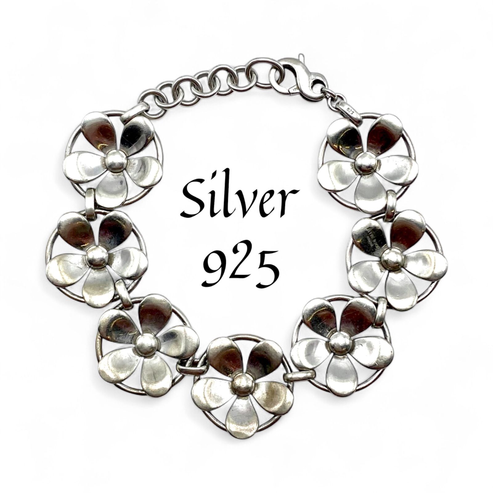 連なる花々 フラワーチェーン Silver 925 Bracelet シルバー ブレスレット 大ぶり ユニセックス EUROPE