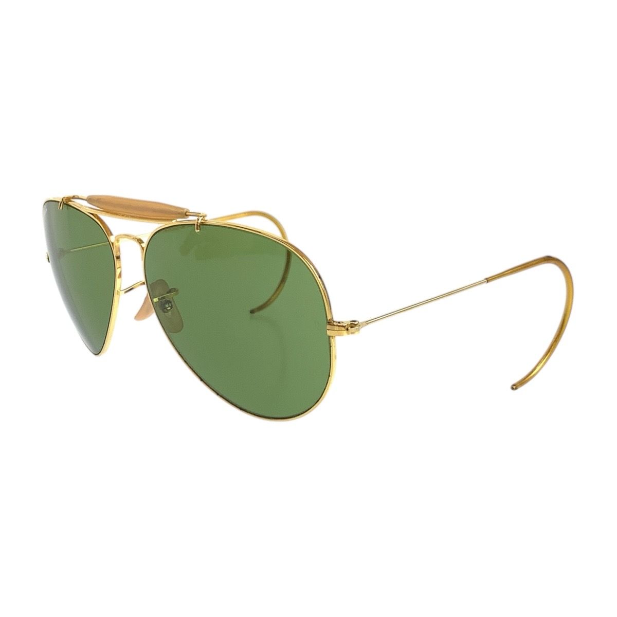 Ray-Ban ヴィンテージサングラス ゴールド レザーケース付き Ray-Ban レイバン ヴィンテージ B&L RAY-BAN U.S.A グリーン