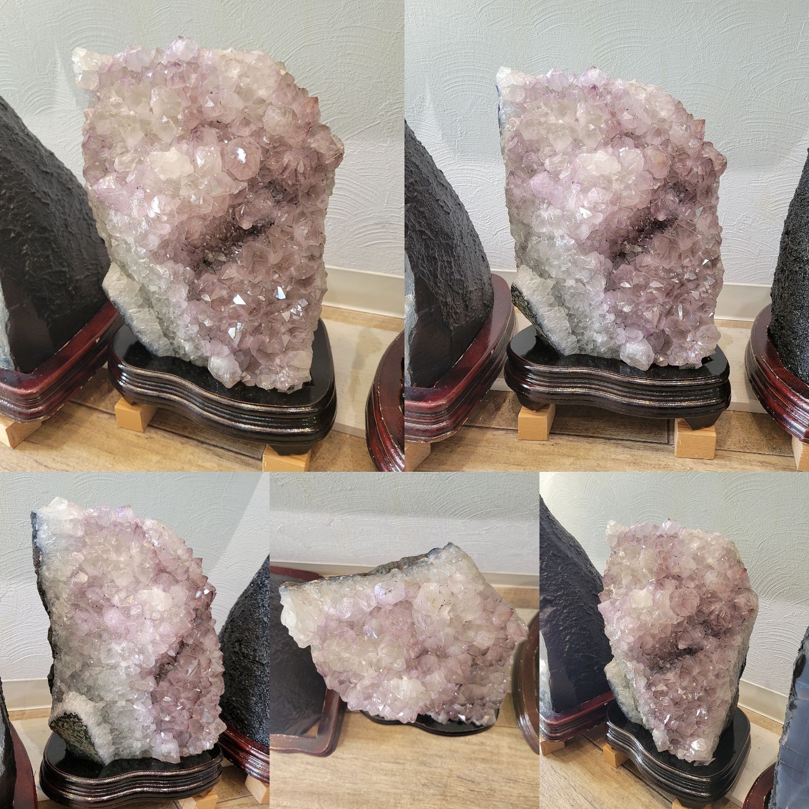 愛の守護石◇ウルグアイ産 アメジストクラスター台座付き[T614-3907