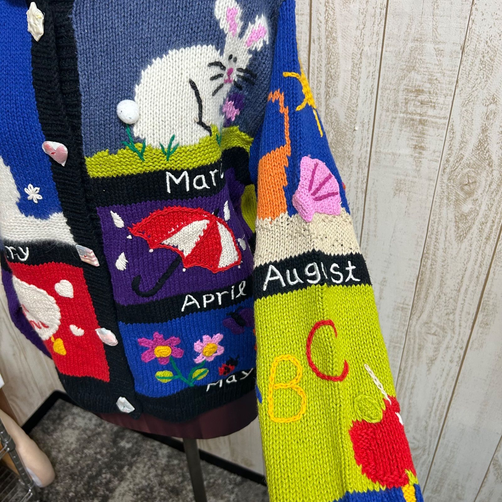 良品 23AW FOXEY フォクシー Cardigan Trefle ウール ニット カーディガン 43275 サイズ38 アイスブルー  レディース 古着 中古 FOXEY - 良品 23AW FOXEY フォクシー Cardigan Trefle ウール