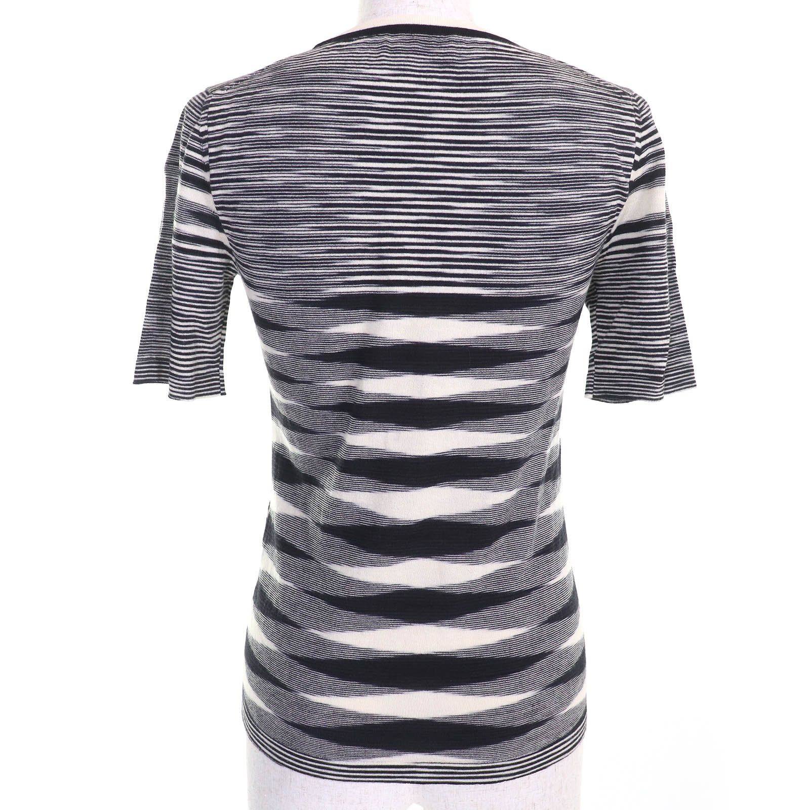 【MISSONI/ミッソーニ】半袖カットソー ボーダー　イタリア製　マルチカラー 極美品△Missoni ミッソーニ ウール100％ マルチボーダー ニット