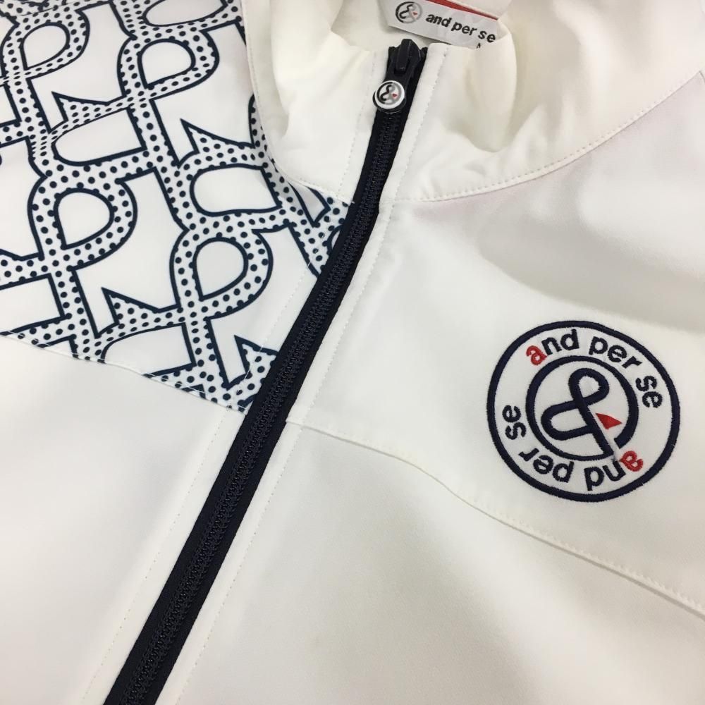 ☆SALE25％OFF☆アンパスィ アウターベスト 白×ネイビー 肩ロゴ