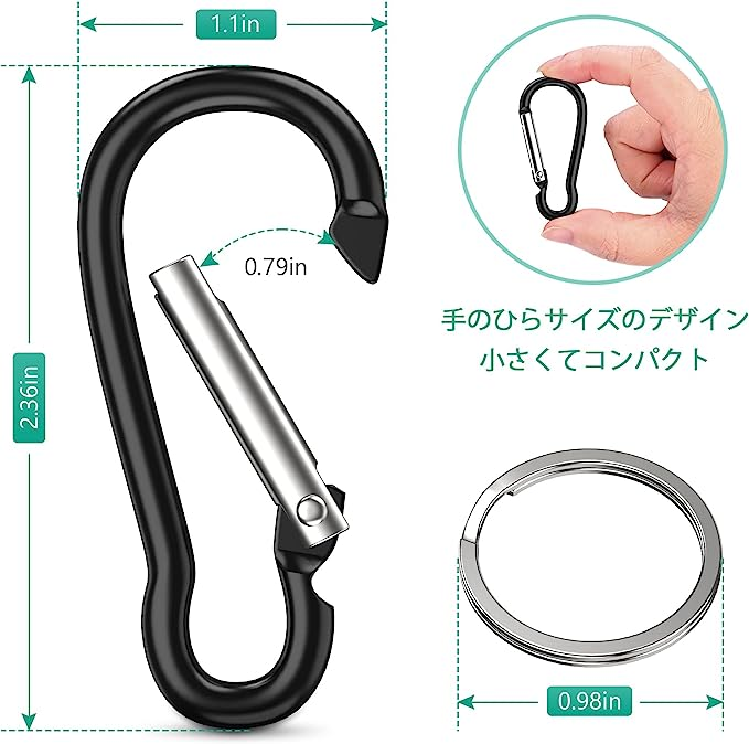 大人気新作 カラビナ 小 Dリング キーホルダー クリップ おしゃれ 登山用 お釣り バックパッキング スポーツキャンプ キーチェーン 脱落防止 