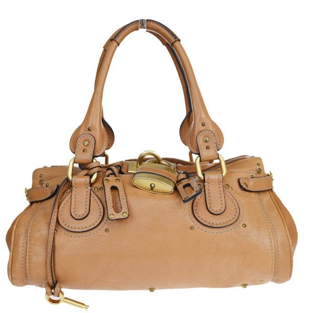 【中古】 クロエ(Chlou0026eacute;) パディントン 南京錠 レザー ショルダーバッグ ブラウン 08FB200