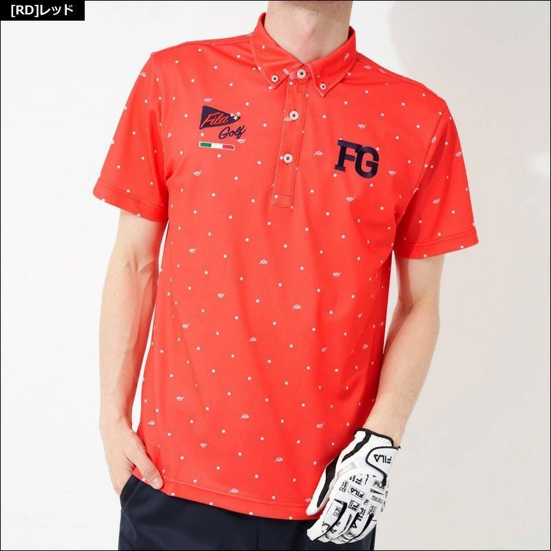 FILA フィラ　吸汗速乾 ＵＶ　ＣＵＴ ボタンダウン半袖ポロシャツ　LL　紺 ＦＩＬＡ フィラ 吸汗速乾 ＵＶ ＣＵＴ ボタンダウン半袖ポロ LL 黒 23