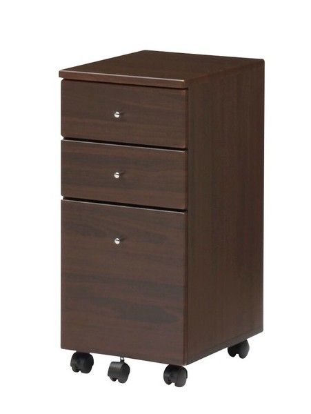 ブラウンカラーのシンプルデスクワゴン ＜組立家具_フローレ　BR＞デスクワゴン